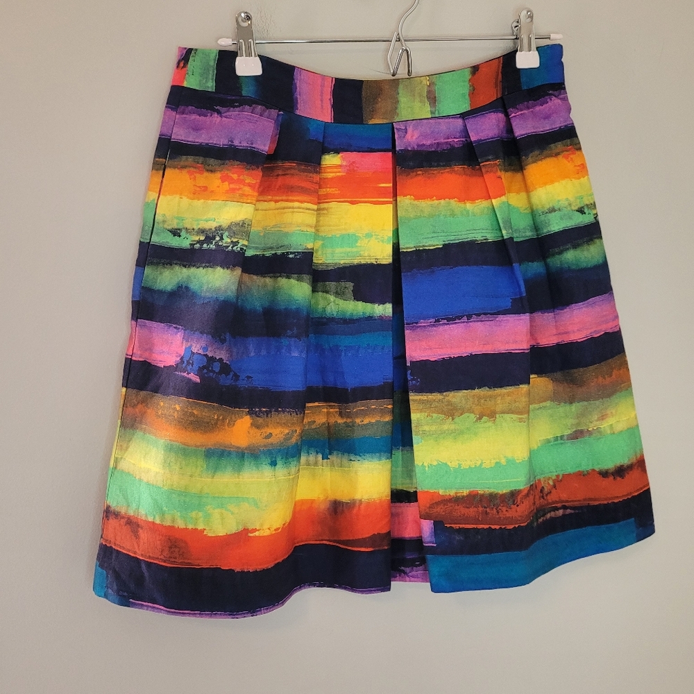 Milly of New York Neon Multi Color Pleated Skirt